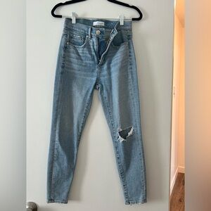 Loft High Waist Skinny Distressed Jeans
